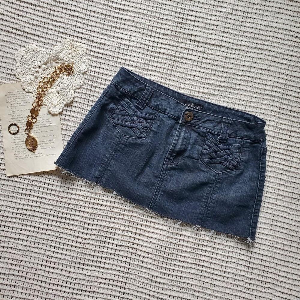 Willi smith denim mini skirt with raw hem